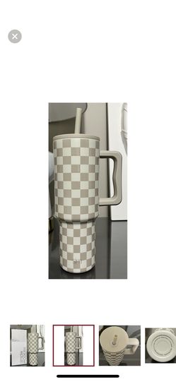 NWT Simple Modern Trek 40oz Tumbler with Handle and Straw Lid, Checkmate