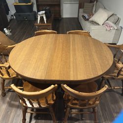 Wooden Table With 6 Matching Chairs