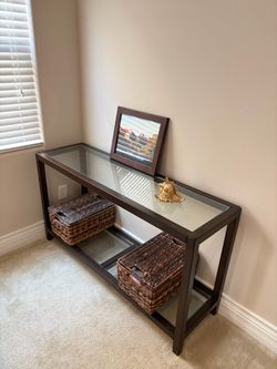 Long skinny table, narrow console or sofa table.