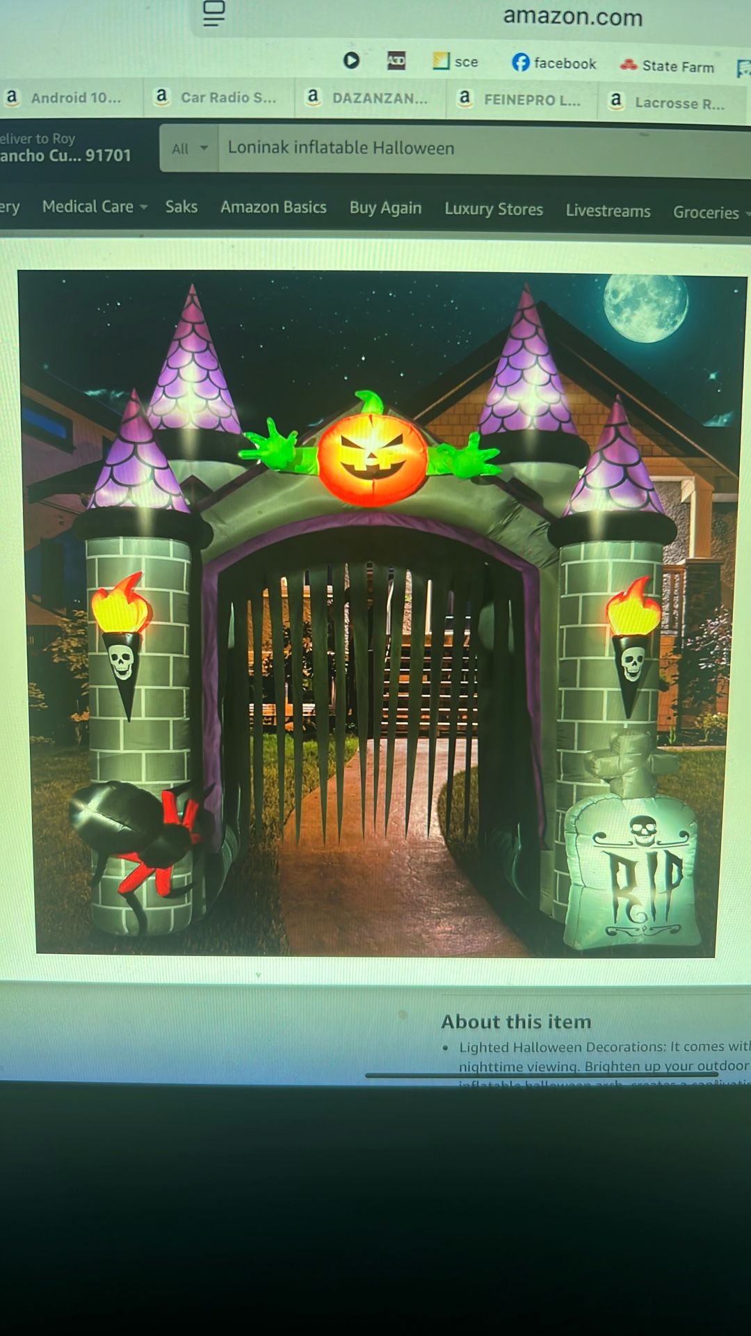 NEW Outdoor Inflatable Halloween Decorations. Lighted 12 Ft Tall Huge Haunted House Archway, Halloween Inflatables w/Built-in LED Lights for Patio