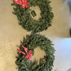 Set Of 2 Holiday Lighted Wreaths 