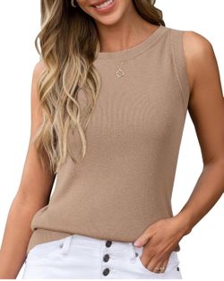 Tan Sleeveless Knit Tank Top