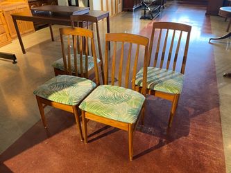 Vintage Mid-Century Modern Teak Slat Back Dining Chairs (Set of 4)