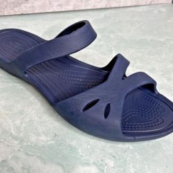 Crocs Kelli Iconic Comfort Navy Blue Slides Sandals Women Size 11