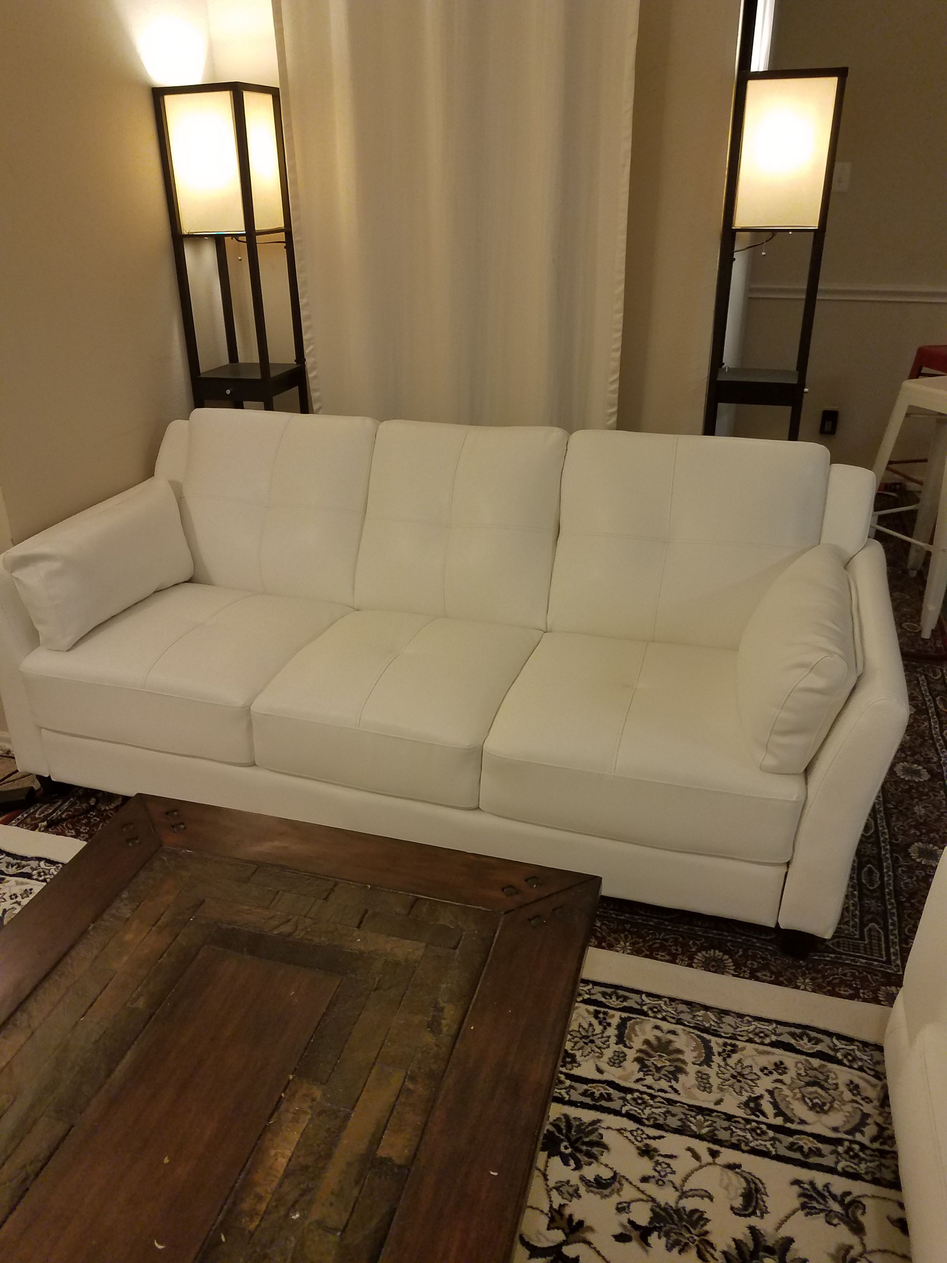beautiful white leather couch left