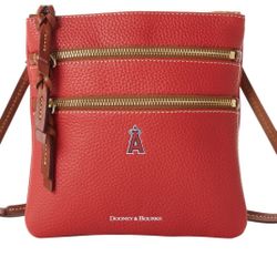Los Angeles Angels Dooney & Bourke Women's Pebble Triple-Zip Core Crossbody Purse