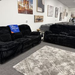 Black Corduroy Sofa, And Loveseat - DELIVERY Available‼️