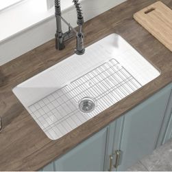 32" Fireclay Undermount/Drop-In Kitchen Sink