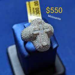 Mossinite Cross Ring 7ctw...... 925 Silver