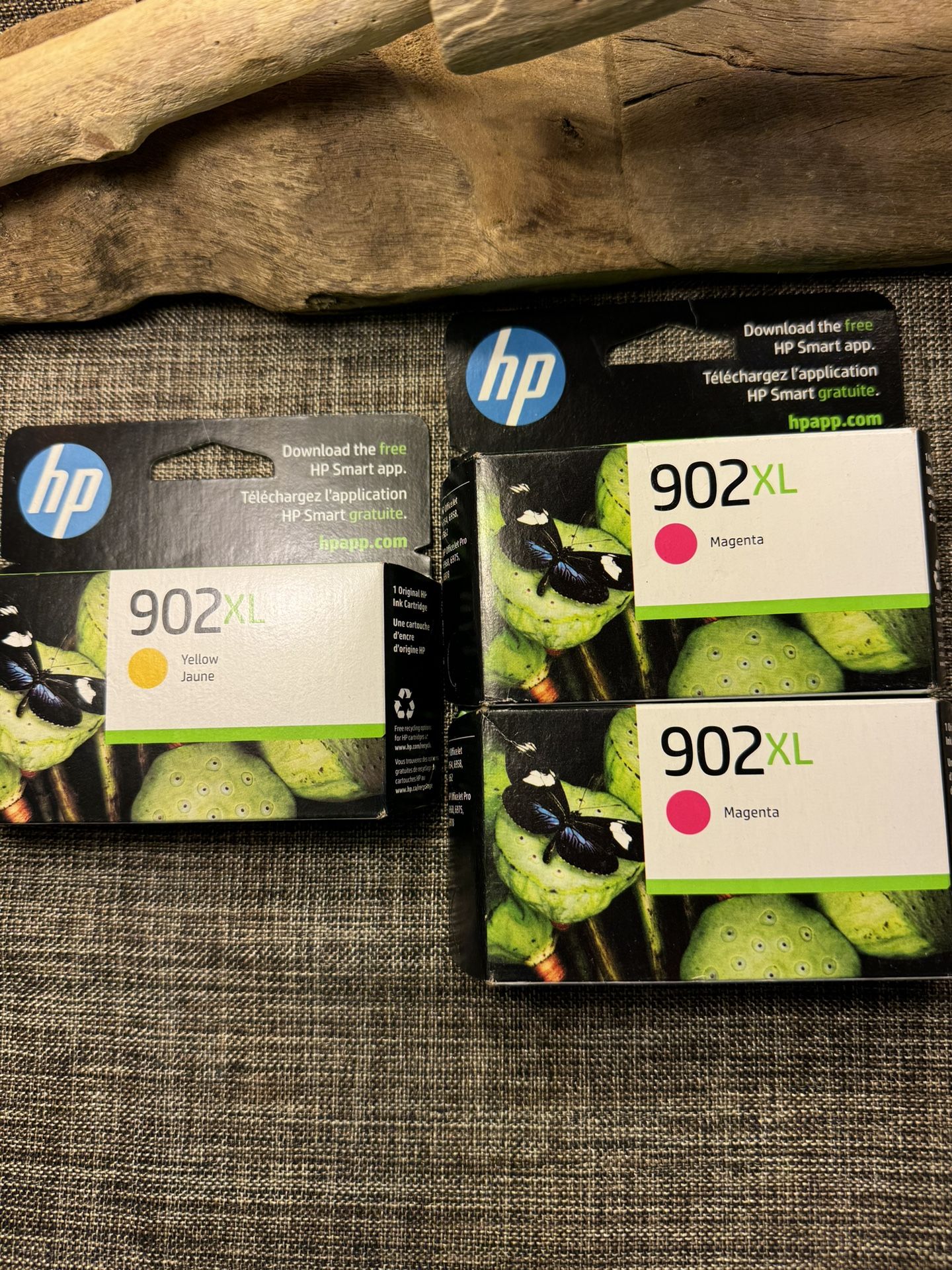 652-ATT Lot Of 3 New HP 902XL Genuine Color Ink Set 2 Magenta & 1 Yellow