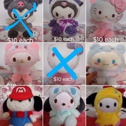 Hello Kitty Or Spider Man Plushie $10 Ea