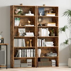 2pcs Industrial Bookshelves and Bookcases Floor Standing 6 Shelf Display Storage Shelves 70 in Tall Bookcase Home Decor Furniture for Home Office, Liv
