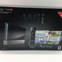 Nintendo Wii Console Black Bundle RVL- 001 In Box GAME SYSTEM