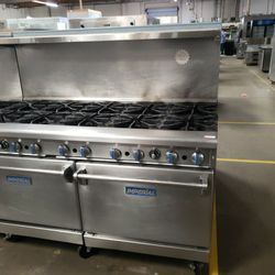 Used Imperial 60"L Range With 10 Burners And 2 Standard Ovens Nat Gas 