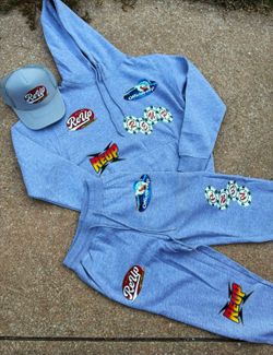 ReUp Graphic Hoodie Sweatsuit Set Light Blue