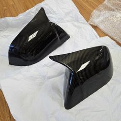 Brand New Real Carbon Fiber M Style Car Side Mirror Add On Cover Caps For 2017-2024 Tesla Model 3