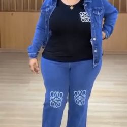 3 Pieces Jeans Set For Ladies Size L To 3 xL