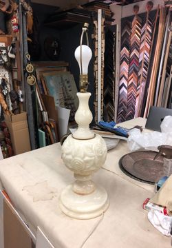Vintage all marble flower lamp 30”