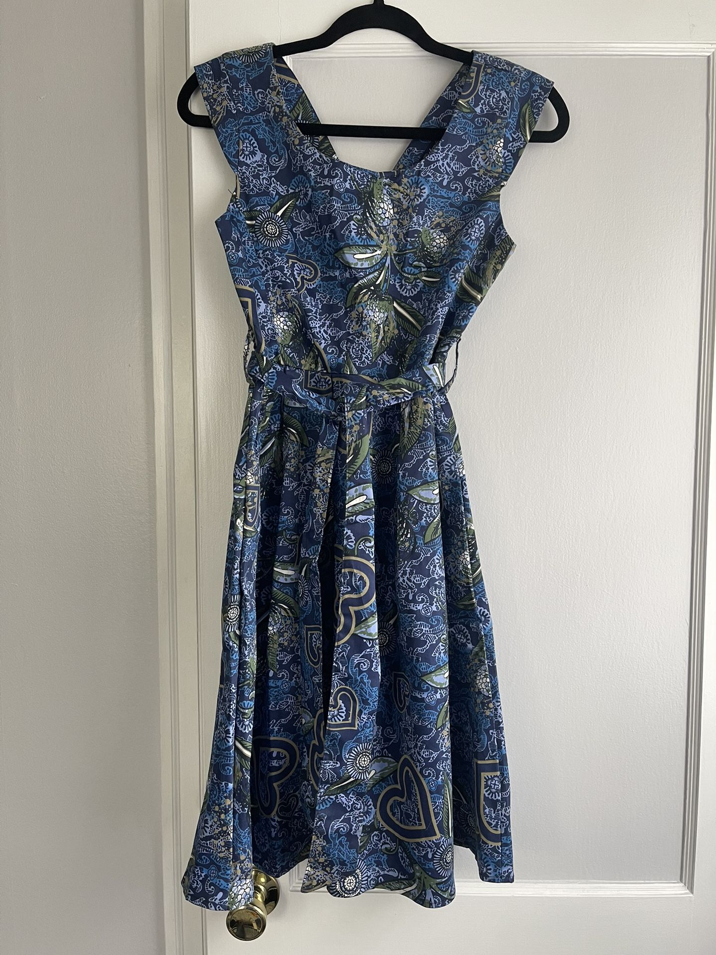 Blue African Print Midi Dress