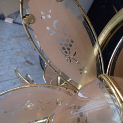 1980s Regal Hotel Pink Lotus Pattern Lamps 