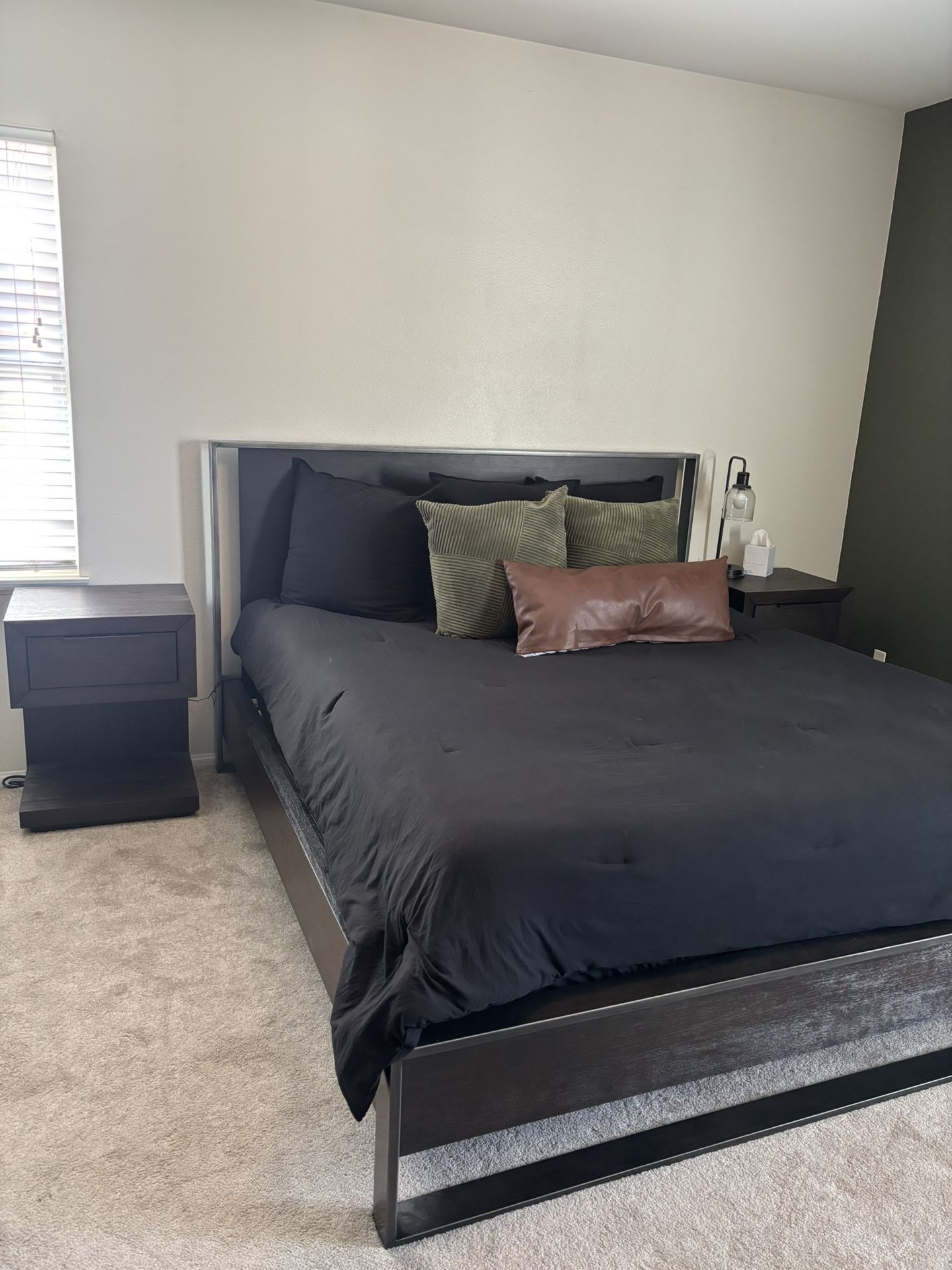 Cal King Purple Mattress & Living Spaces Bed frame (with Bed Frame Dimmer Included)