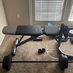Adjustable Weight Bench And Bar Bell 