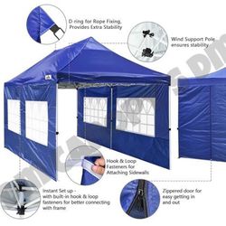 InstaHibit 10x20' Easy Pop Up Canopy with Removable Sidewalls 420D Waterproof Folding Wedding Party Tent Outdoor White