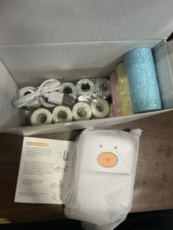 Portable Mini Wireless Thermal Printer w/ 5 Rolls Thermal & 3 Rolls Stickers