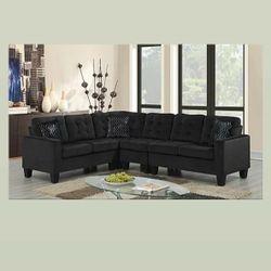 Magic Black Velvet Sectional Sofa 

