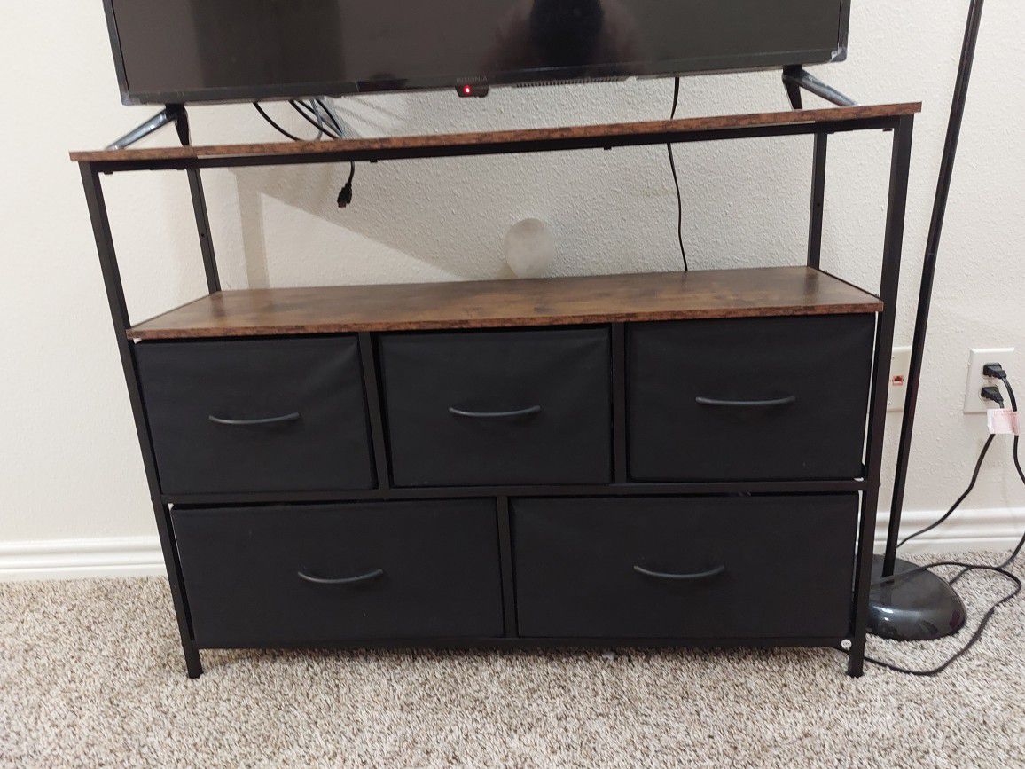 Dresser TV Stand, Entertainment Center with Fabric Drawers