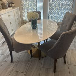Lippa 60 Inch Gold And White Oval Table