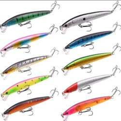 Fishing Lures Minnow Baits 10pack Lot 