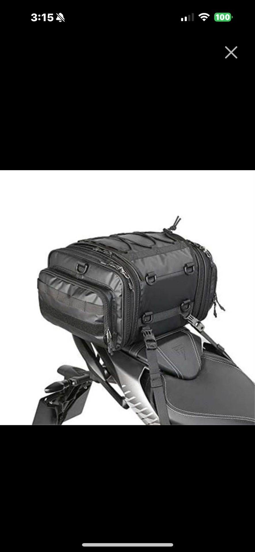Rhinowalk Motorcycle Tail Bag Expandable Motorcycle Travel Luggage 26L Waterproof All Weather/Trunk/Rack Bag with Sissy Bar Straps-Black
