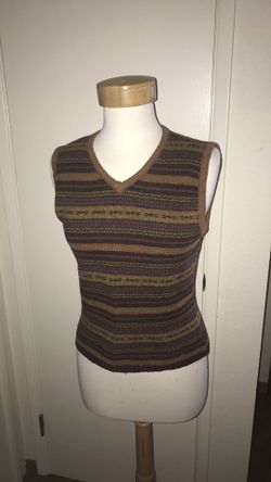 The Limited Lambswool brown rust red Sweater Vest small S