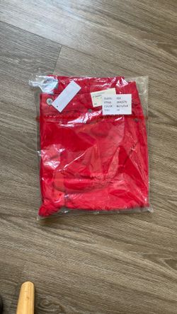 Women’s Red Denim Shorts.