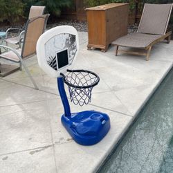 SwimWays Poolside Basketball Hoop Swimming Pool Water Game Set for Inground Pools w/ Pro-Style