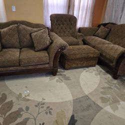 3 Piece Sofa,Loveseat,Recliner And Ottoman 