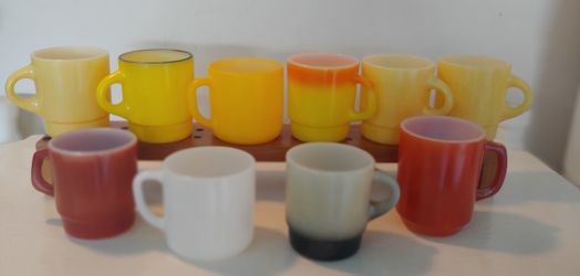 RETRO FIRE KING MILK GLASS MUGS COLLECTION