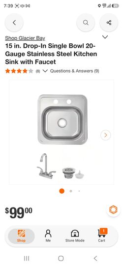 Glacier Bay 15 in. Drop-In Stainless Steel Kitchen Sink with Faucet