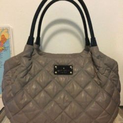KATE SPADE  ALPINE HILLS PUFFY QUILTED NYLON STEVIE SATCHEL BAG-GRAY- exelent condition 