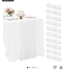 30 - 10 ft White Cheesecloth Table Runners