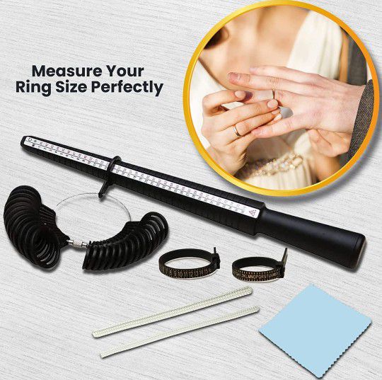 Ring Sizer Measuring Tool Set with Ring Mandrel US Size 1-13 Ring Sizing Kit