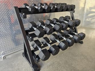 Hex dumbbells set of 5-50lb in 5 lb increments 550lb total weight