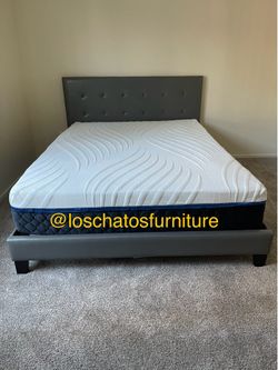 Queen size bed frame and mattress memory foam