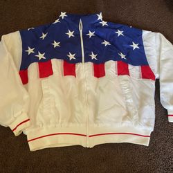 Vintage Stars And Stripes Inauguration Embroidered American Flag Jacket Size XL Adult 