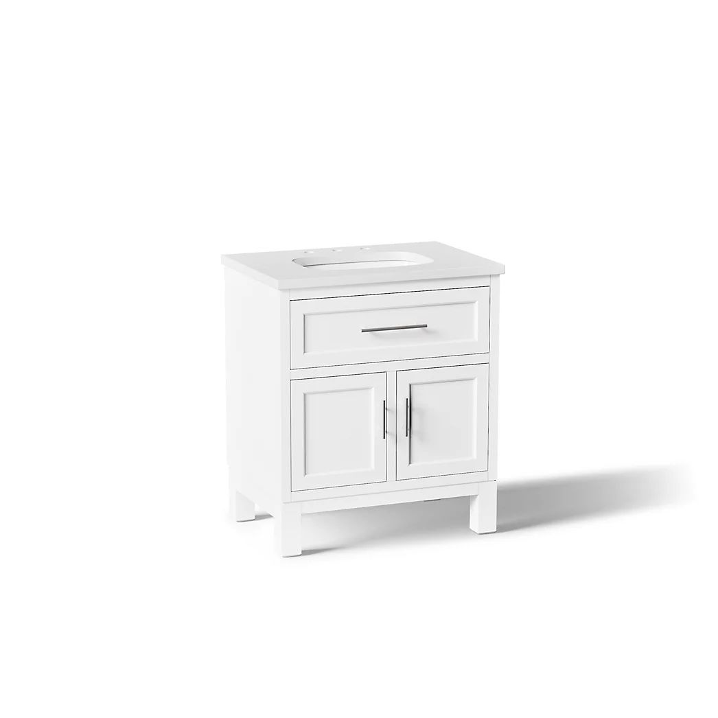 30" bathroom vanity cabinet with sink and quartz top