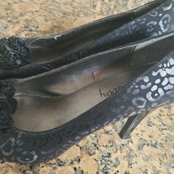 Beautiful Silver Black Leopard Pattern Peep Toe Pumps 