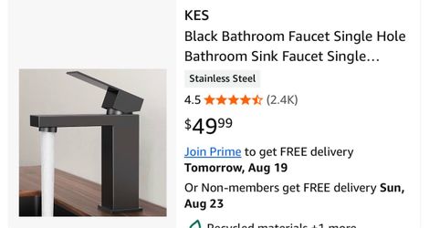 KES Black Bathroom Faucet Single Hole Bathroom Sink Faucet Single Handle Lavatory Vanity Sink