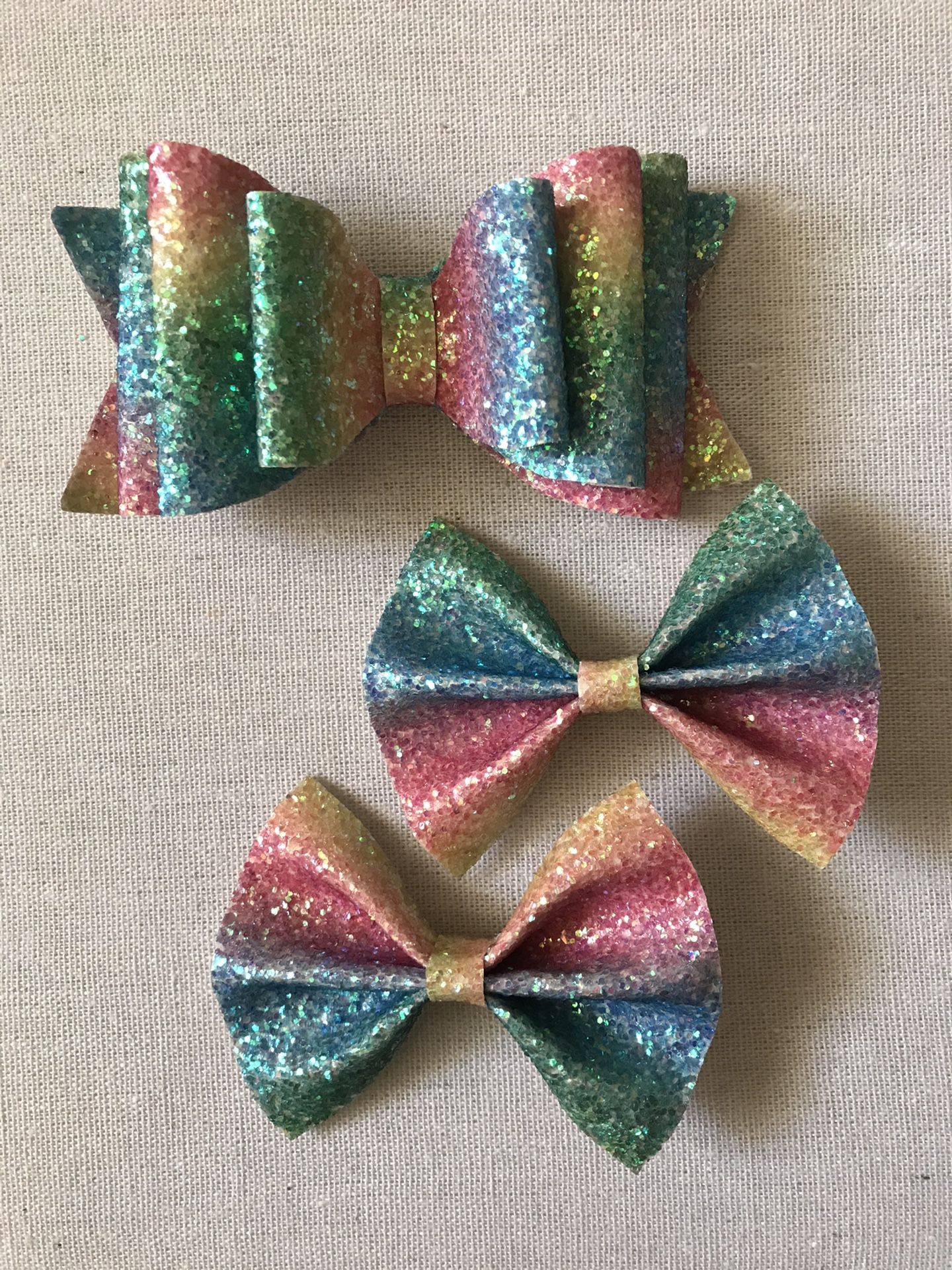 Rainbow glitter faux bow