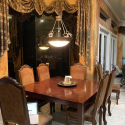 Large square Kitchen/dining Table (5ft sq) W 6 Chairs 